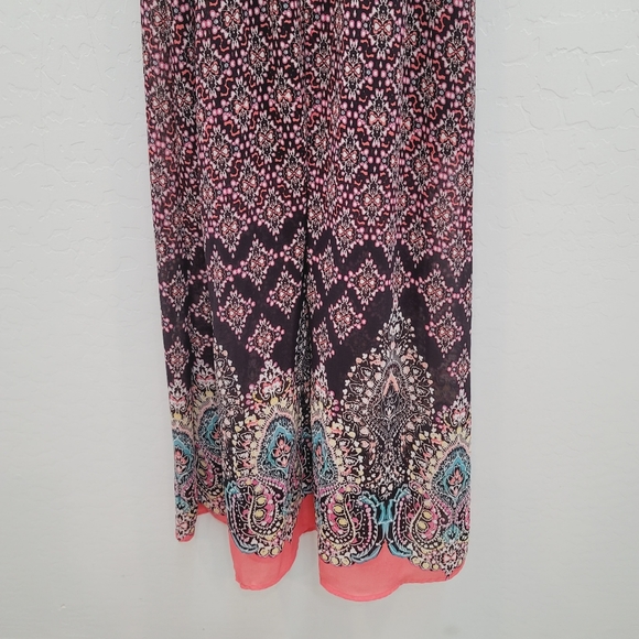 💕 Xhilaration Boho Red & Black Maxi Dress Women's Size XS - Picture 3 of 10